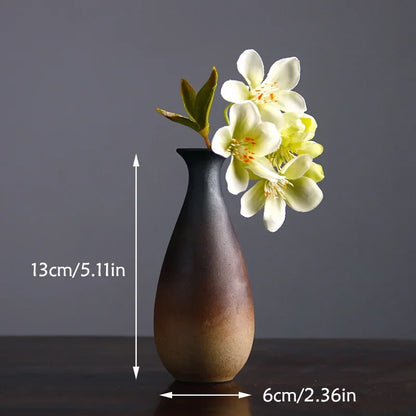 Chinese Retro Zen Vase for Tabletop Decoration, Ceramic Flower Insert, Small Vase, Hydroponic Flower Device, Tabletop Decoration