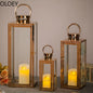 Nordic Gold Candle Holder Metal Large Windproof Wind Lamp Wedding Centerpieces Candlestick Crystal Candelabra Candle Lantern